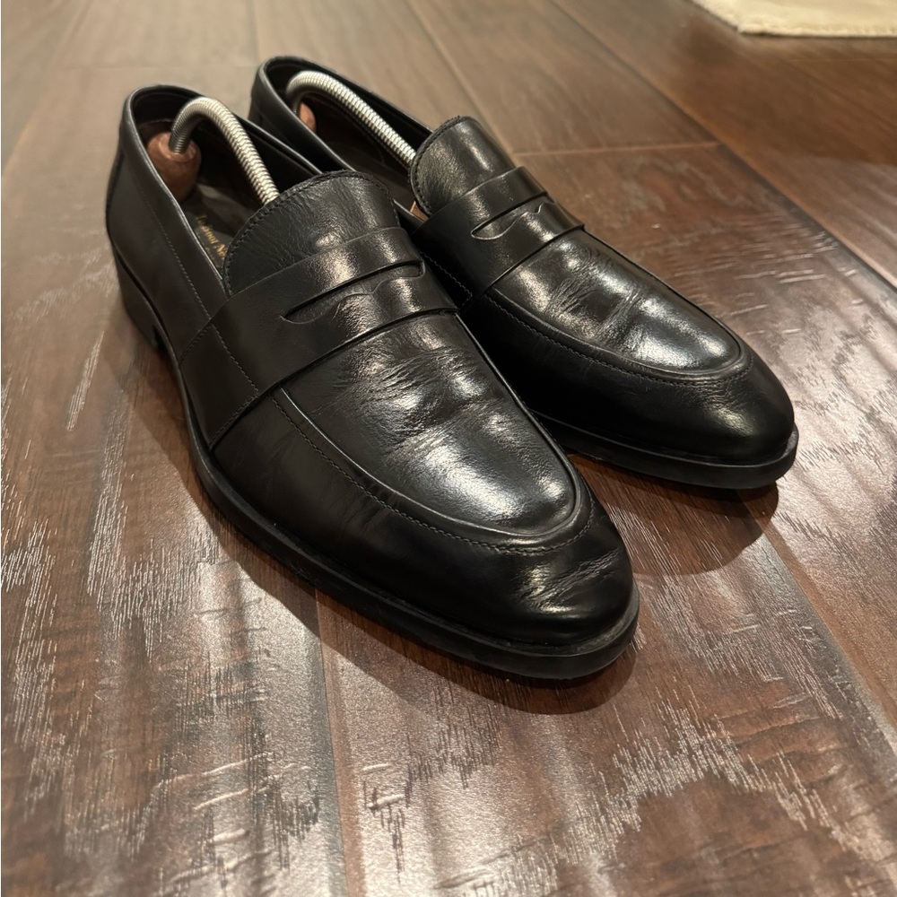 To Boot NY Adam Derrick Black Leather Penny Loafers Made in Italy EU 44 US 11